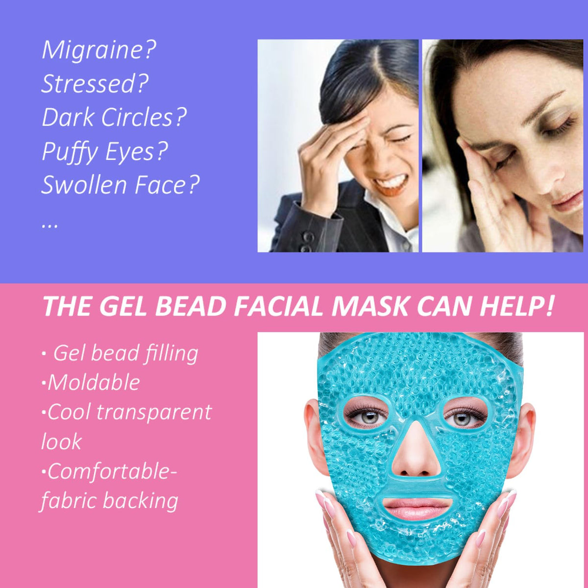 Cold Face Ice Mask Facial Ice Pack Cooling Mask with Storage Bag