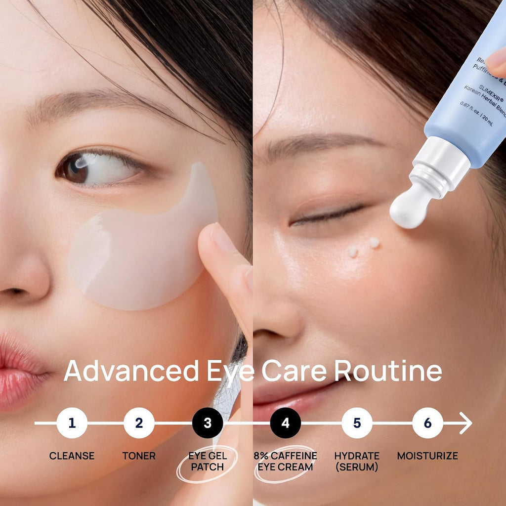 TEREZ & HONOR Caffeine Under Eye Patches - 60 Korean Hydrogel Eye Masks for Puffy Eyes & Dark Circles with Hyaluronic Ac