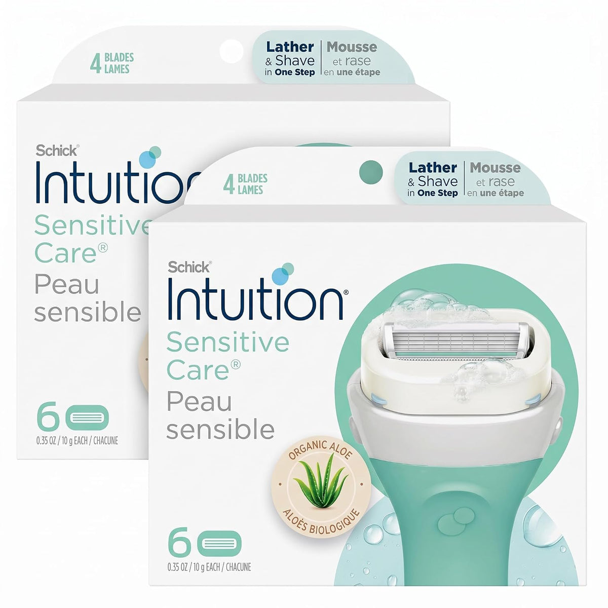 Schick Intuition Sensitive 4-Blade Womens Razor Refills, 6 ct