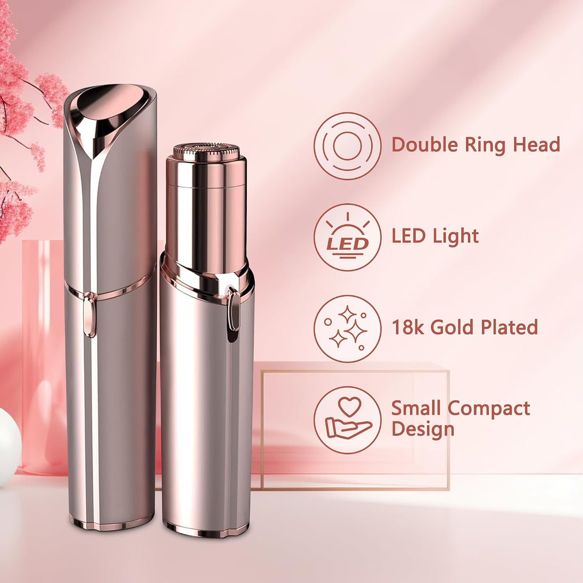Facial Hair Remover for Women - as Seen on TV Painless Face Shaver - Electric Hair Removal Device for Face Lips Peach Fu