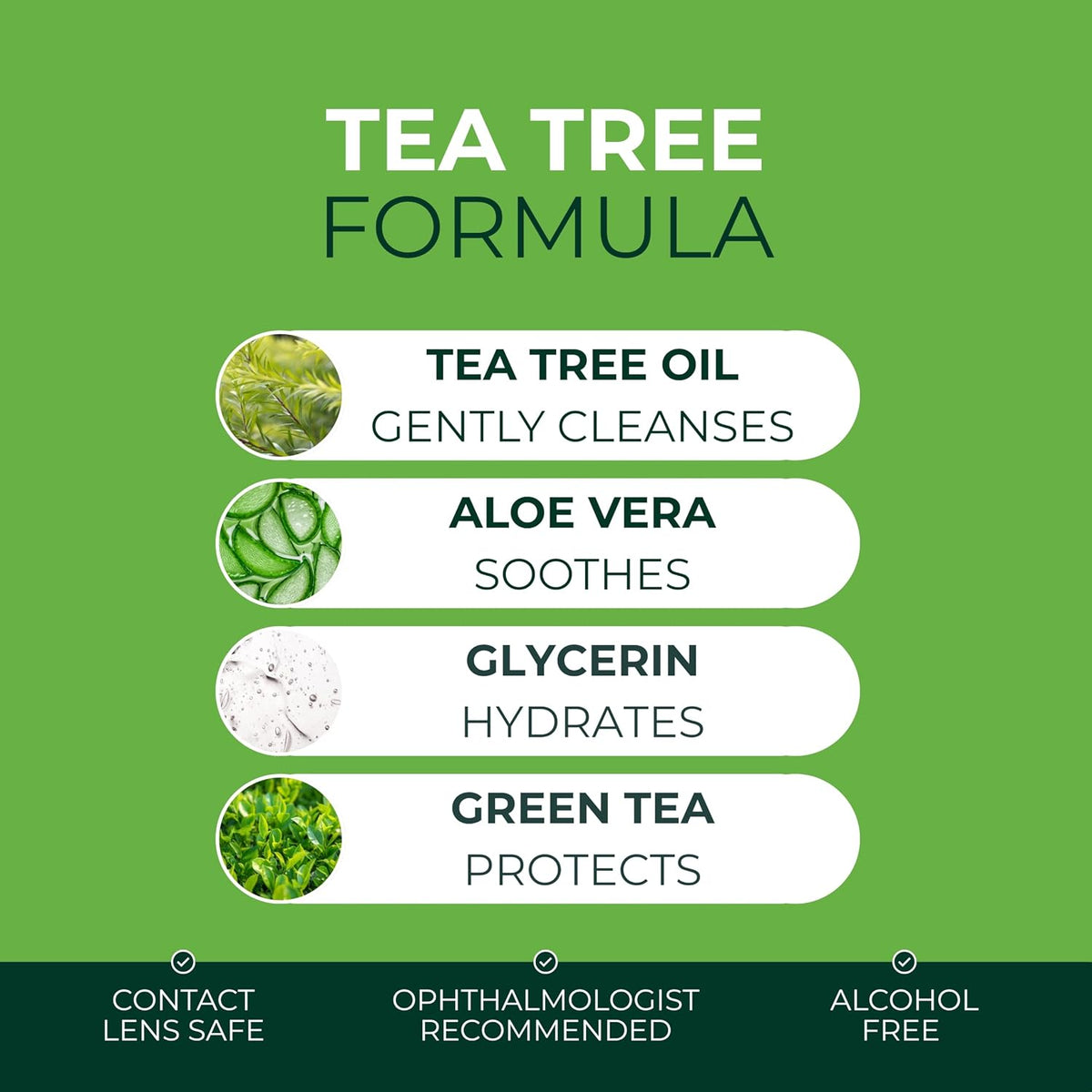 NOVEHA 60PCs Tea Tree Oil Eyelid & Lash Wipes | With Hyaluronic Acid, Green Tea & Chamomile, Individually Wrapped, Natur