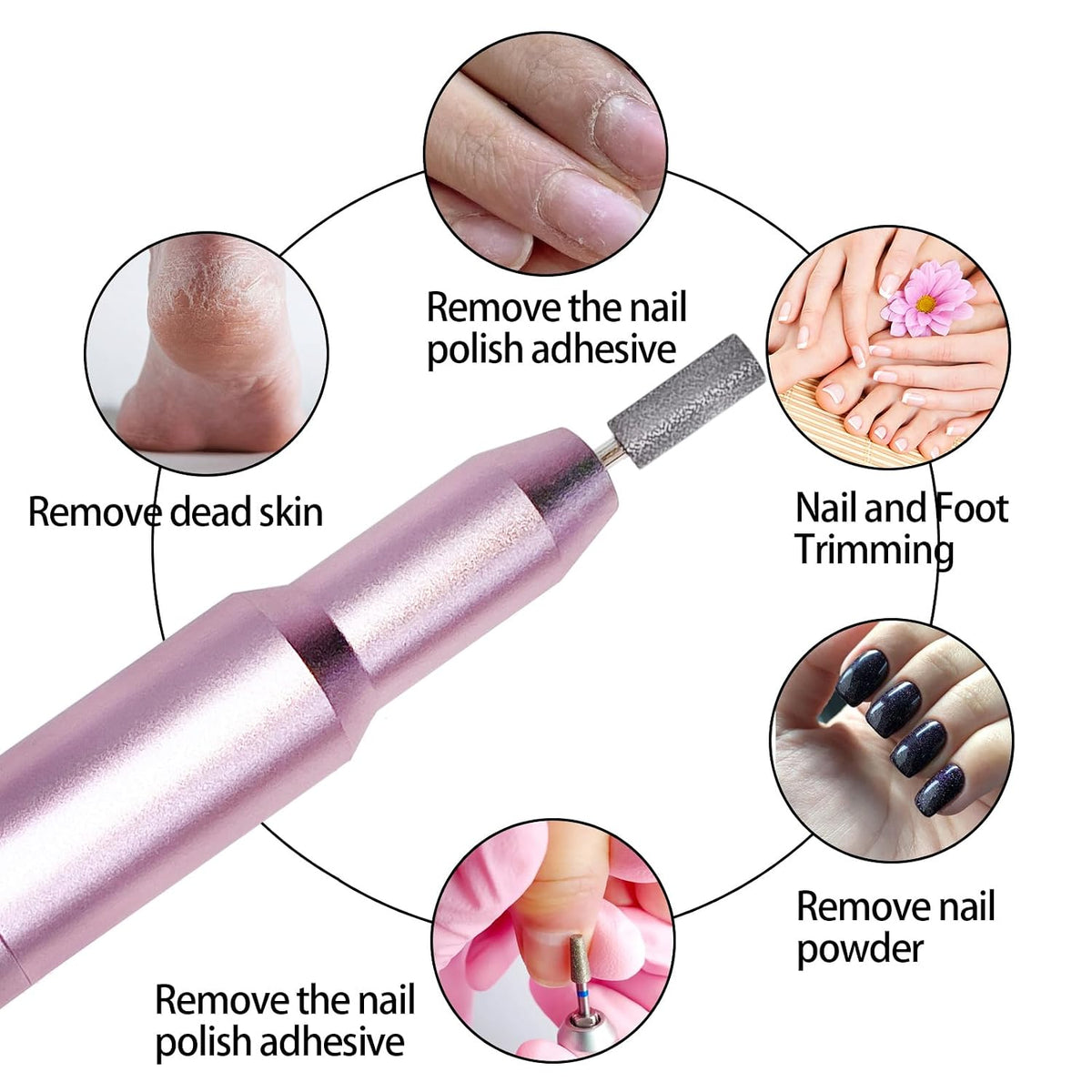 Nail Drill Kit Electric Rechargeable Set Cordless Nail Art Grinding Machine Compact Professional Nail File for Gel Manic