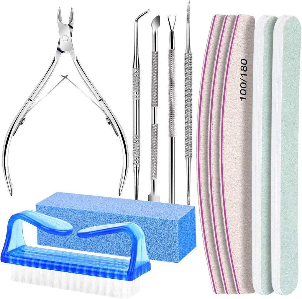 FANDAMEI Nail Care Kit, Nail Files 100/180, Nail Buffer Block, Cuticle Nippers, Cuticle Trimmer, Cuticle Pusher, Nail To