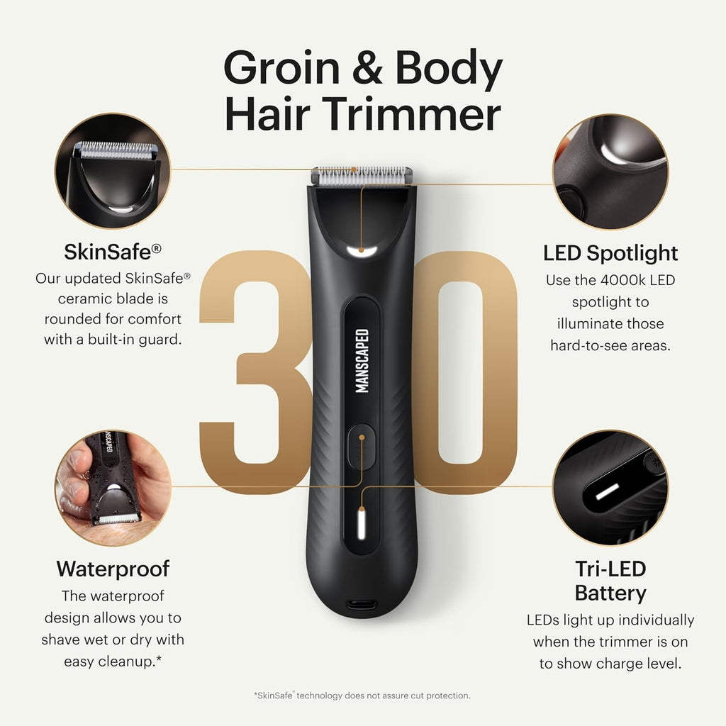 MANSCAPED® The Lawn Mower® 3.0 Plus Groin & Body Hair Trimmer, Tuxedo Black