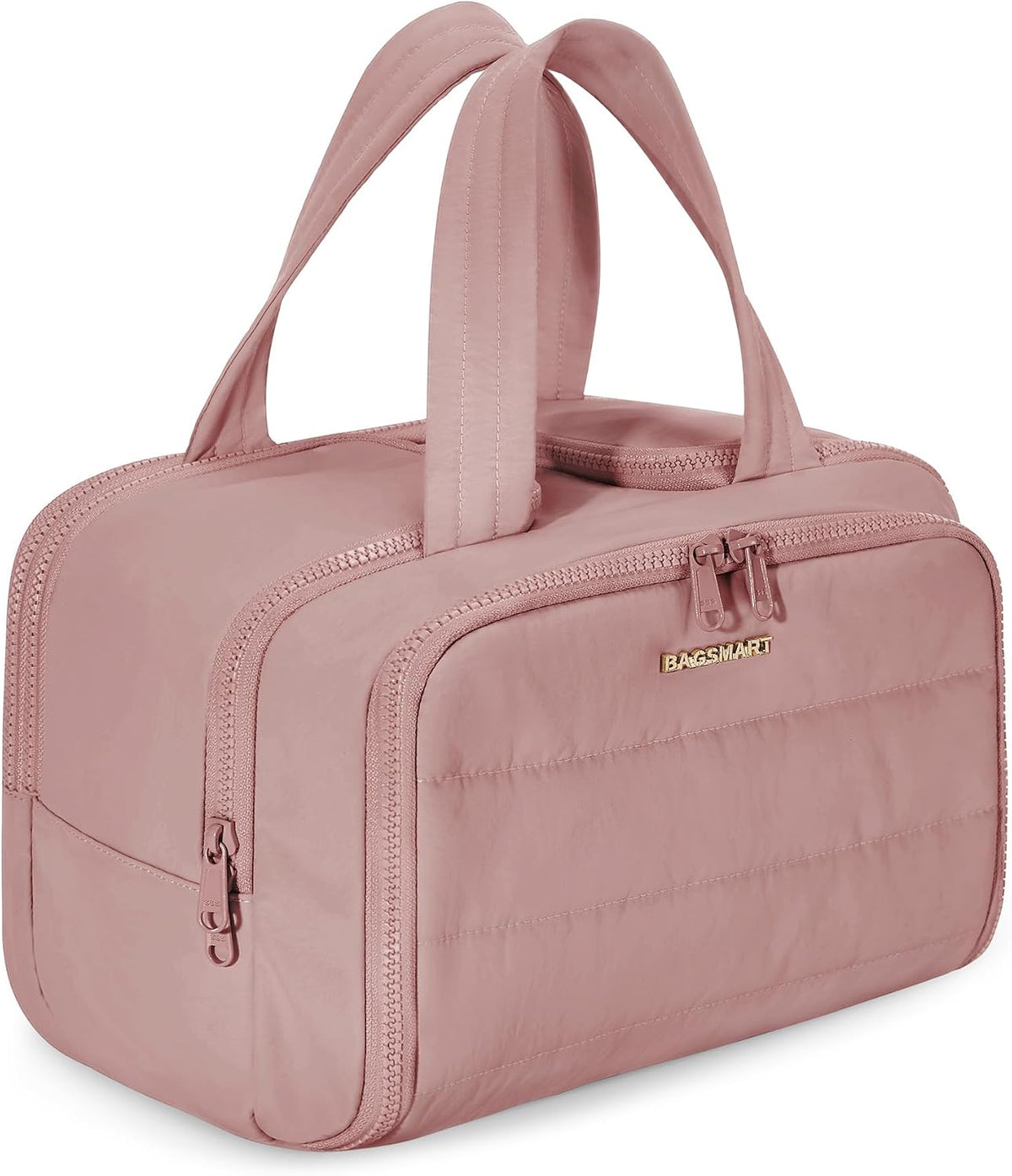 BAGSMART Travel Toiletry Bag, Lightweight Large Wide-open Travel Bag for Women, Puffy Cosmetic Makeup Bag Organizer with