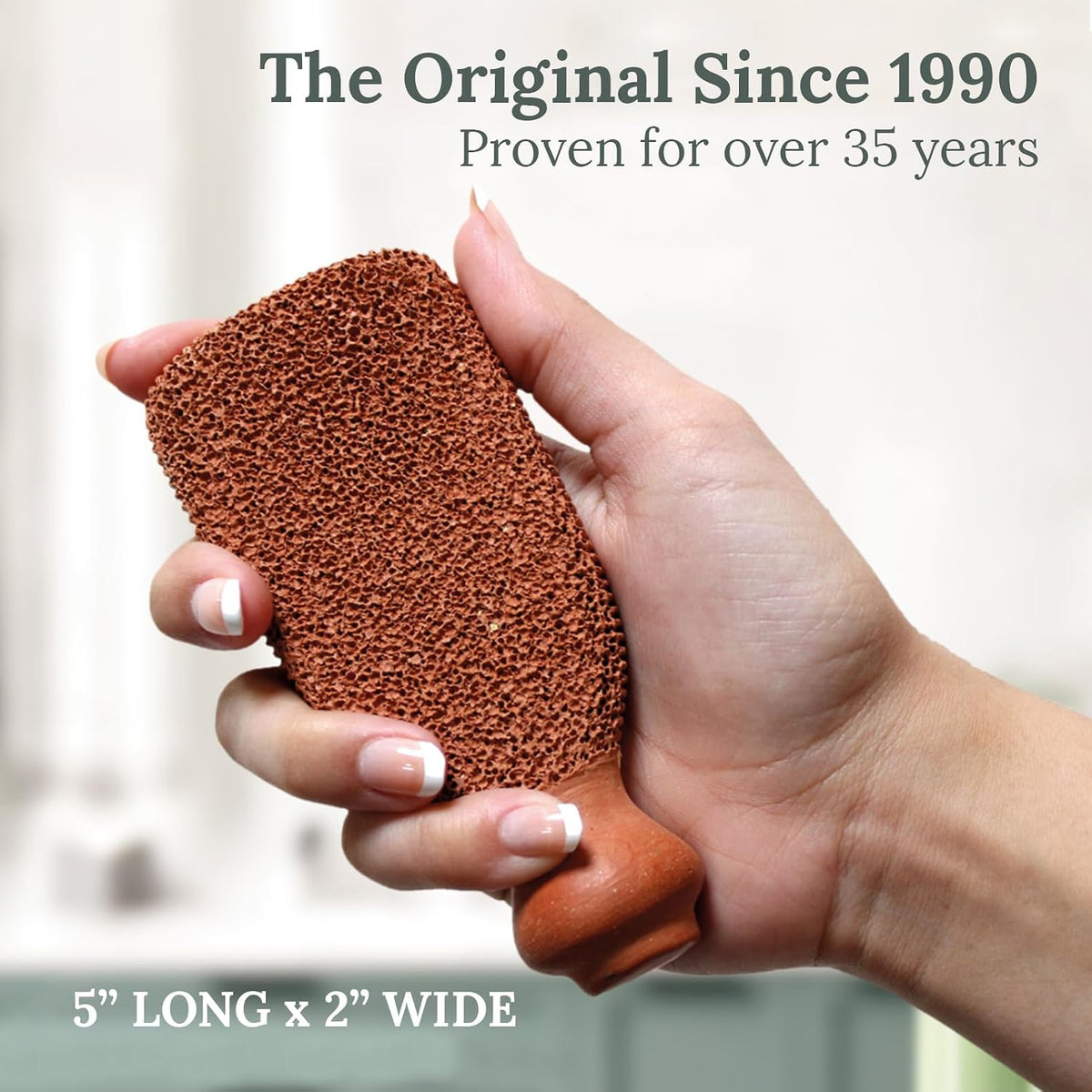 Pumice Stone for Feet Lasts 5+ Years Foot Exfoliator Scrubber Callus Remover Made of Natural Terra-Cotta