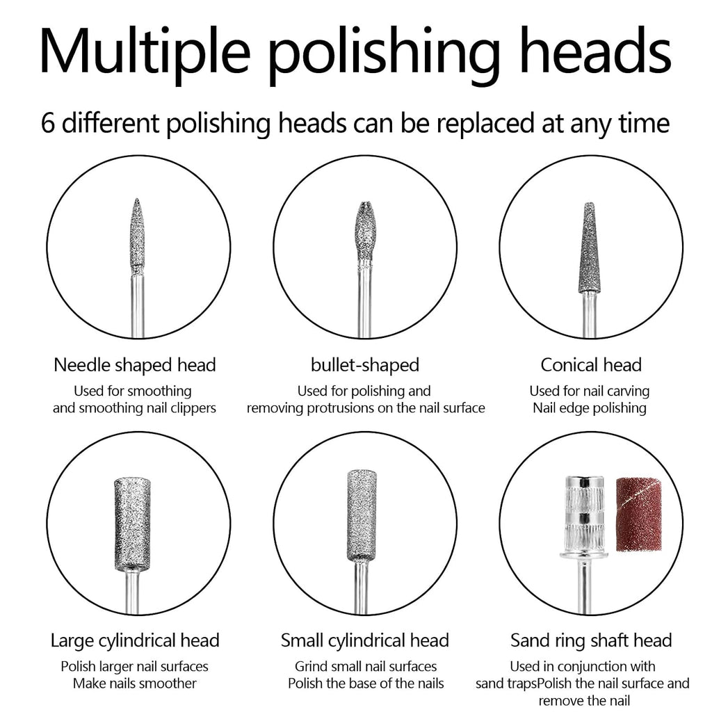 Nail Drill Kit Electric Rechargeable Set Cordless Nail Art Grinding Machine Compact Professional Nail File for Gel Manic