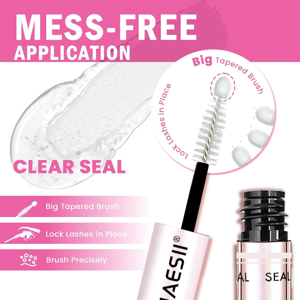 LA MAESII Lash Cluster Glue, 2 in 1 Lash Bond and Seal, Black Eyelash Glue