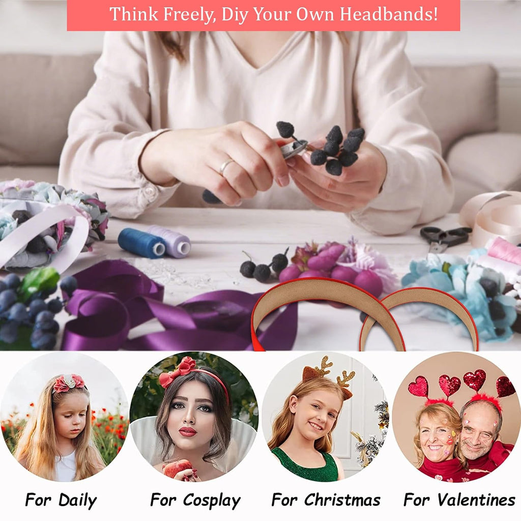 Wecoe Red Headband for Women Girls 1 Inch Sueded Like Head Band