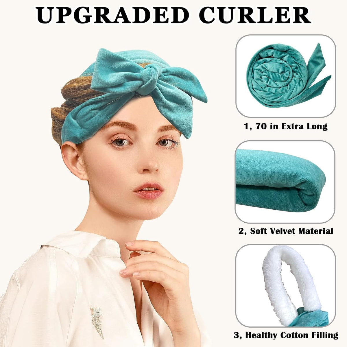Velvet Heatless Curls Overnight Hair Curlers to Sleep In