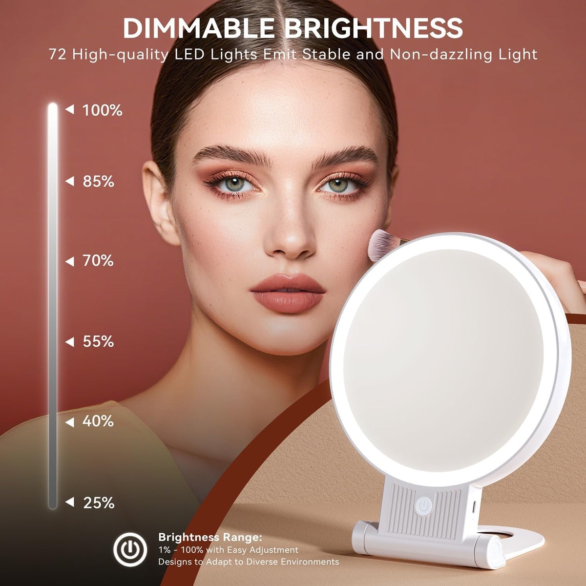 Auxmir Rechargeable 1X/30X Magnifying Makeup Mirror with Light, White