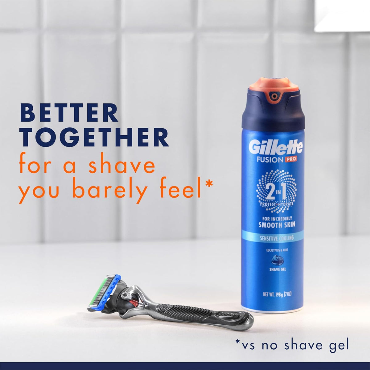 Gillette PRO Shaving Gel For Men Cools To Soothe Skin And Hydrates Facial Hair, TWIN PACK - Total 14oz, ProGlide Sensiti