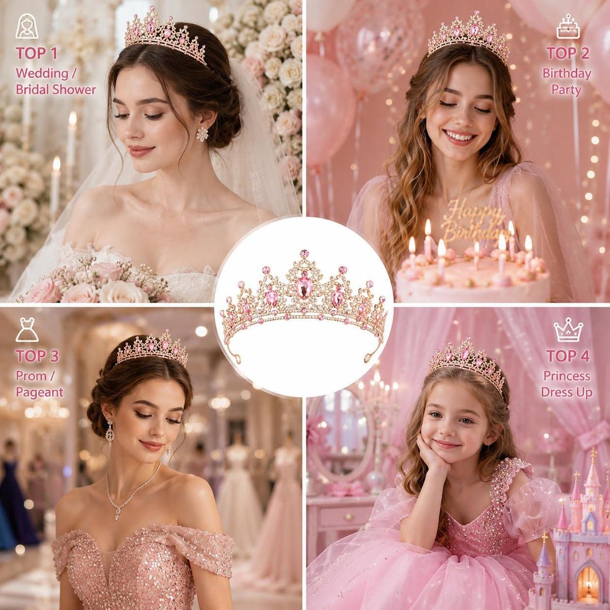 Crystal Crown and Tiara For Women - Rhinestone Headband For Princess Girls,Bridal Hair Accessories For Weddings Birthday