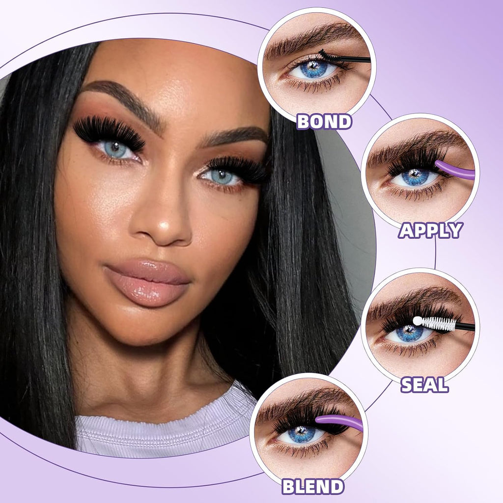 B&Q Fluffy Lash Clusters 200D,Dramatic Full Eyelash Clusters Volume 10-18mm