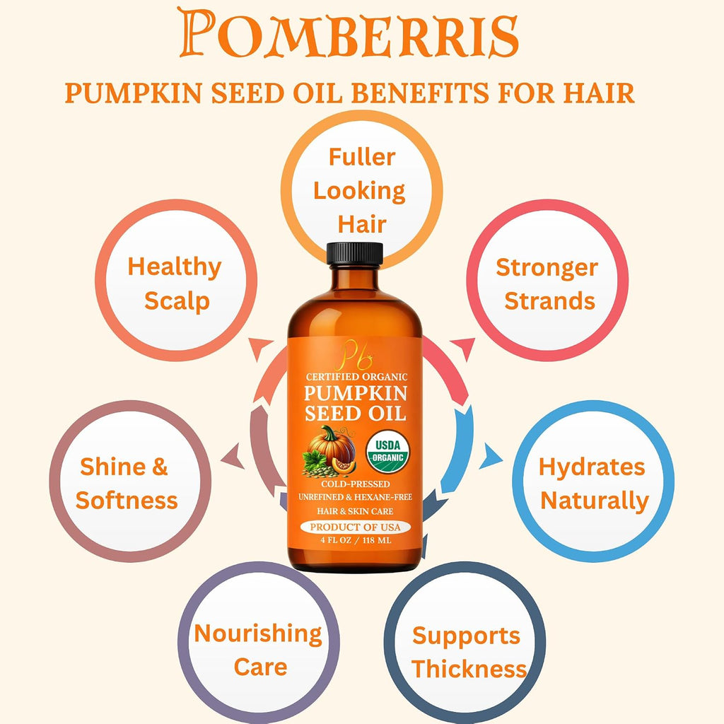 Pumpkin Seed Oil, USA Grown, USDA Organic Pumpkin Seed Oil for Hair Growth