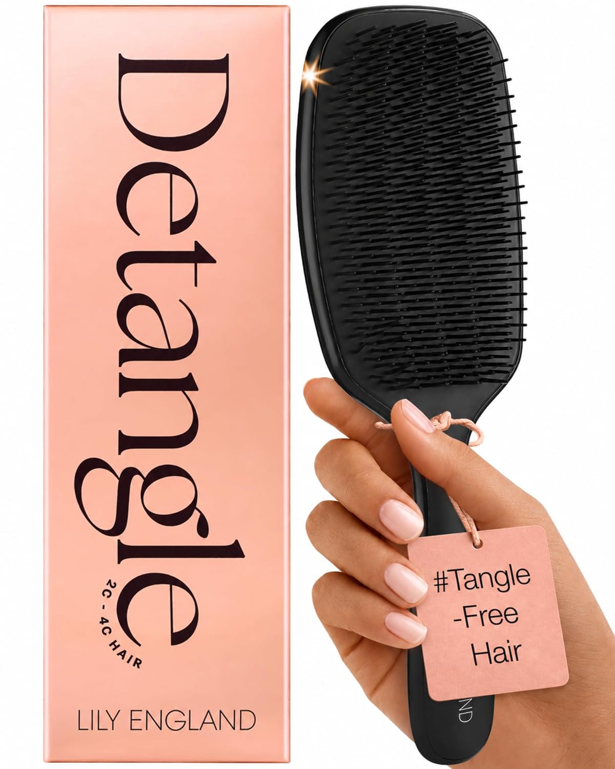 Lily England Detangler Hair Brush for Women for Curly Wet & Dry Hair, Rose