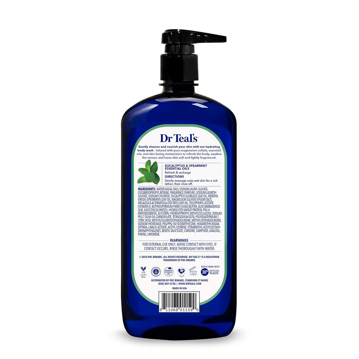 Dr Teal's Body Wash with Pure Epsom Salt, Relax & Relief with Eucalyptus & Spearmint, 24 fl oz (Pack of 2)