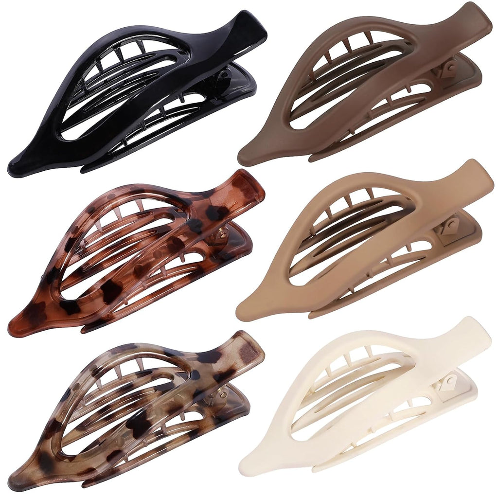 Flat Hair Clips for Women - 6 PCS French Flat Claw Clips Medium Hair Clips for Girls Large Hair Claw Clips for Thick or 