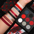 Red Goth Eyeshadow Palette - 9 Colors True Hot Red Black Eye Shadows | Halloween Glitters Makeup | Matte Shimmer High Pi