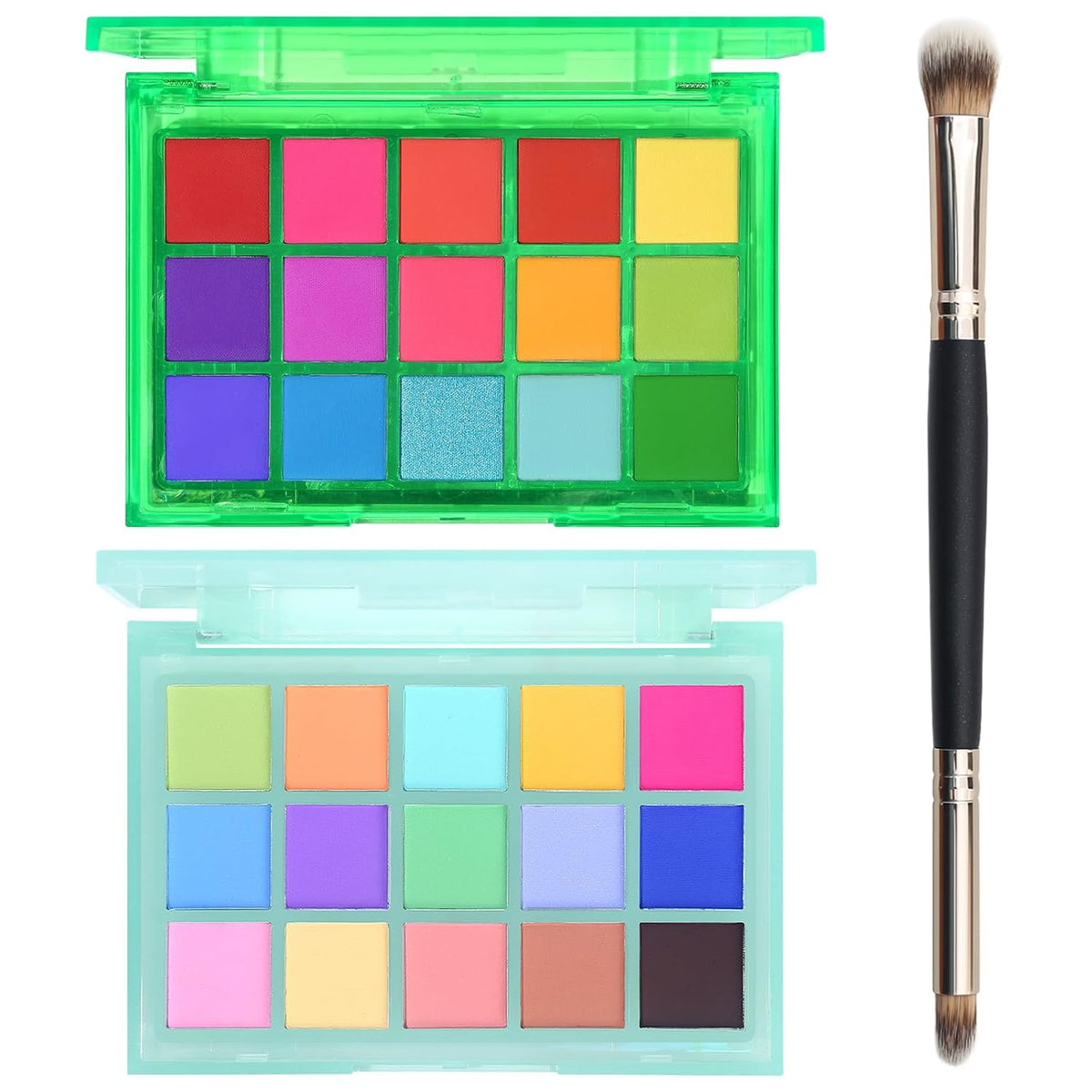 UCANBE Green Eyeshadow Makeup Palette, 15 Colors Bright Dark Green Shimmer Matte Metallic Glitter Eye Shadow, Forest Eme