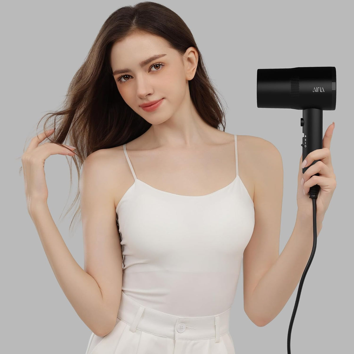 AINA Diffuser Hair Dryer Full-Featured Blow Dryer 110V/1600W(Vader Black)