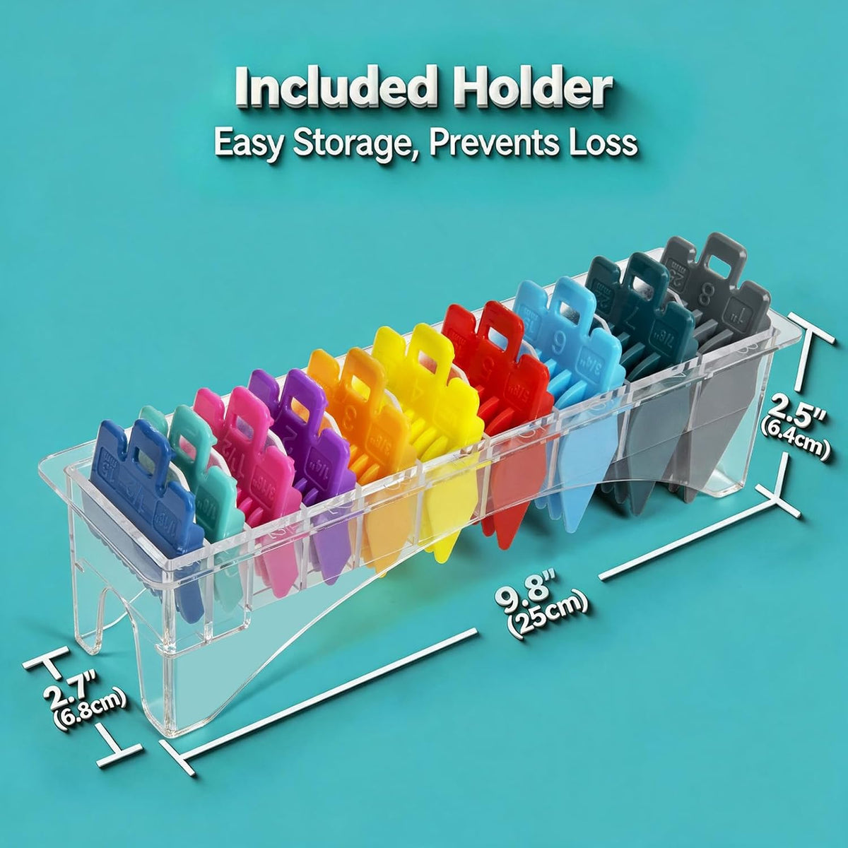 Clipper Guards Set for Most Wahl Clippers with Holder, 10Pcs, Color-coded