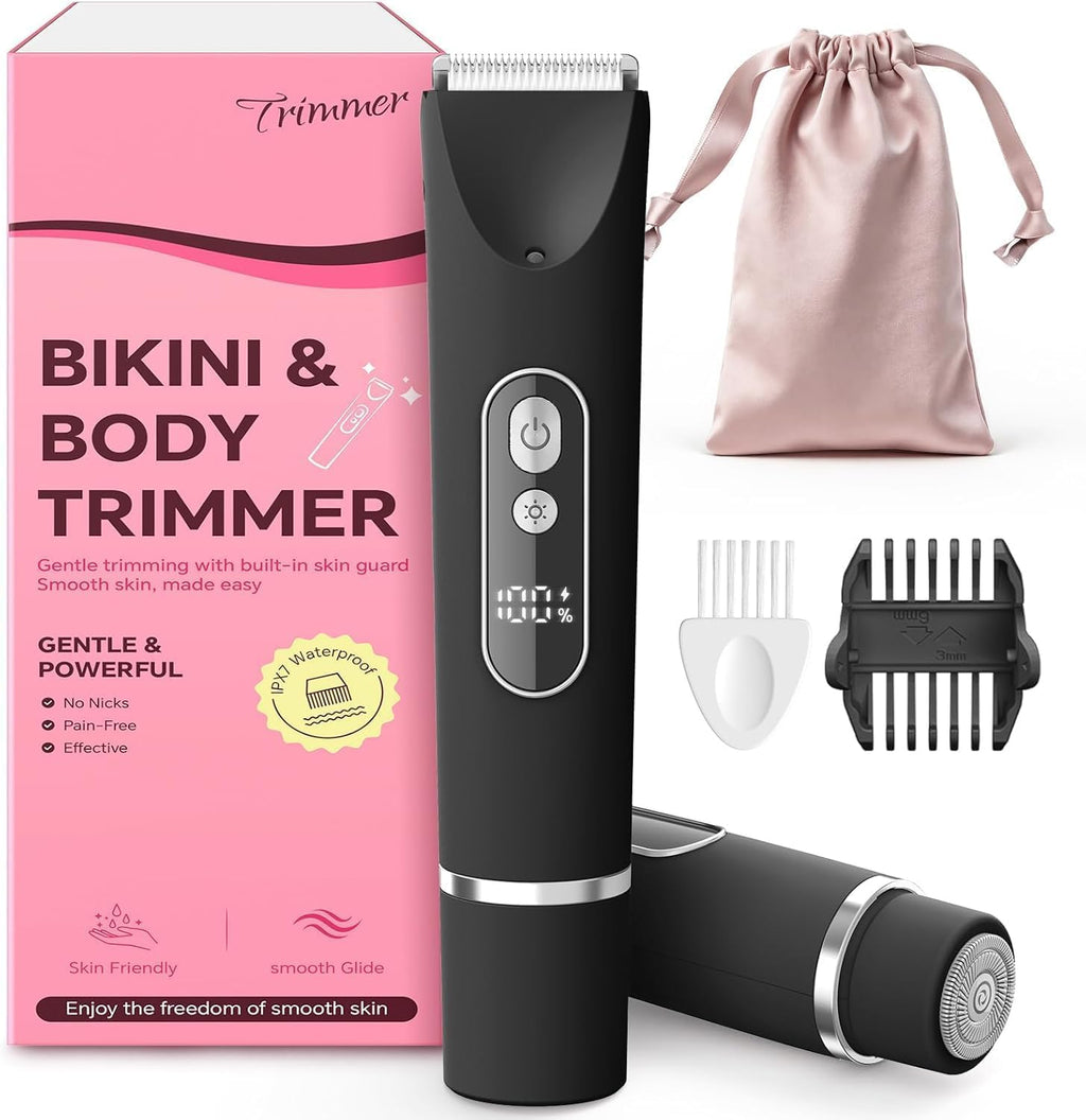 Bikini Trimmer for Women,Smooth Electric Razor for Sensitive Skin, IPX7 Waterproof Wet & Dry Cordless Body Shaver Replac