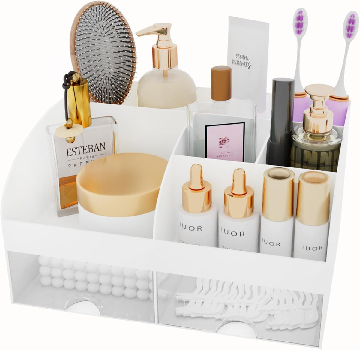 Makeup Organizer with Drawers, Cosmetic Storage for Dresser Vanity and Bathroom Countertop, Beauty Holder for Lipstick B