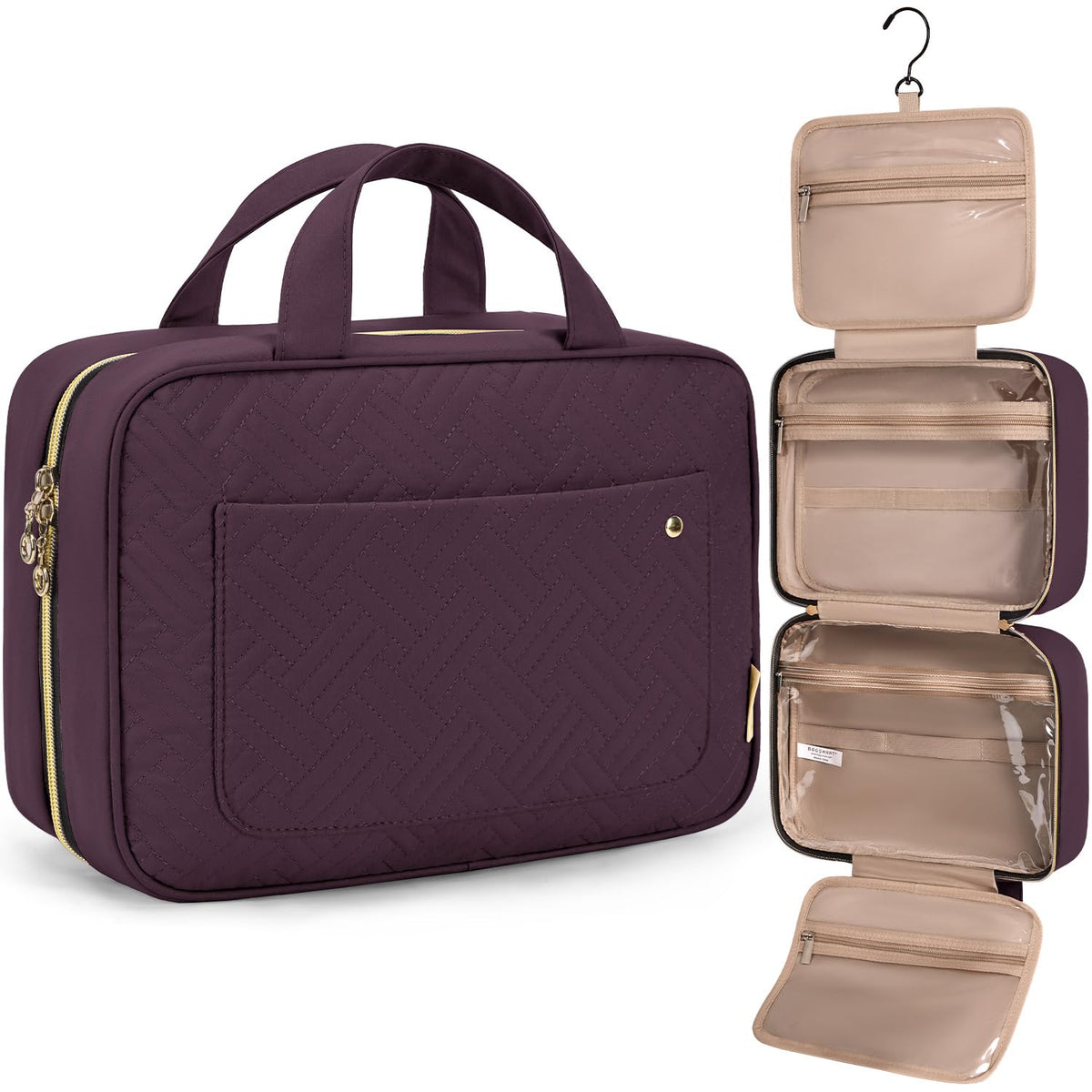 BAGSMART Toiletry Bag Travel Bag with Hanging Hook, Water-resistant Makeup Cosmetic Bag Travel Organizer for Accessories