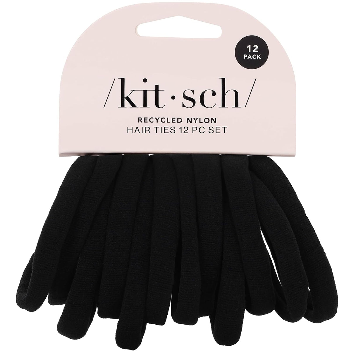 Kitsch Elastic Hair Ties No Damage | Stretchable Hair Bands - Black, 12pcs