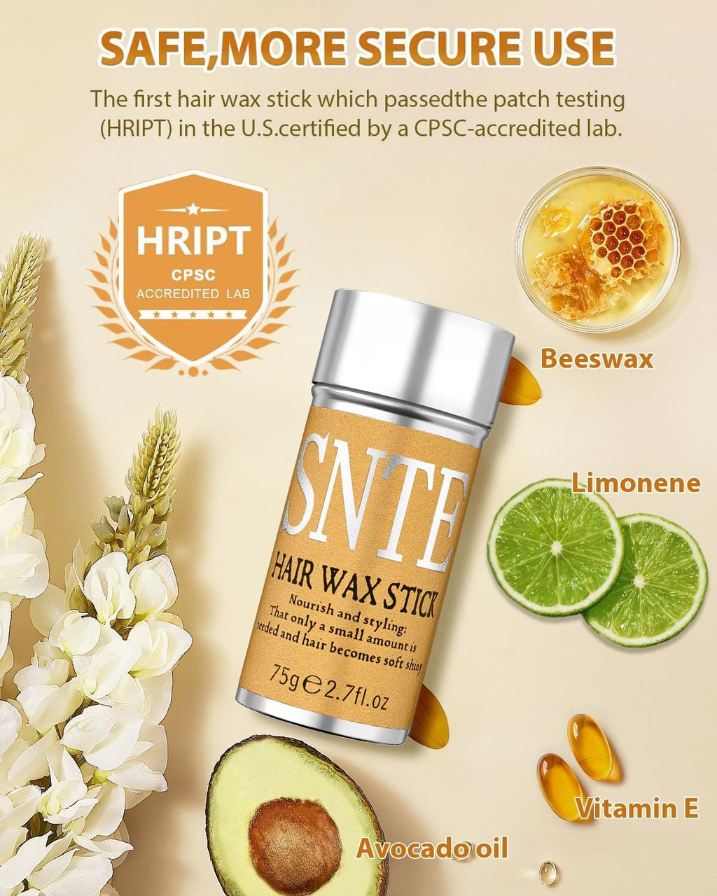 Samnyte Hair Wax Stick, Gel Tamer for Flyaways, Nourishing Slick Stick Pomade for Women & Kids, Slick Back & Styling Cre