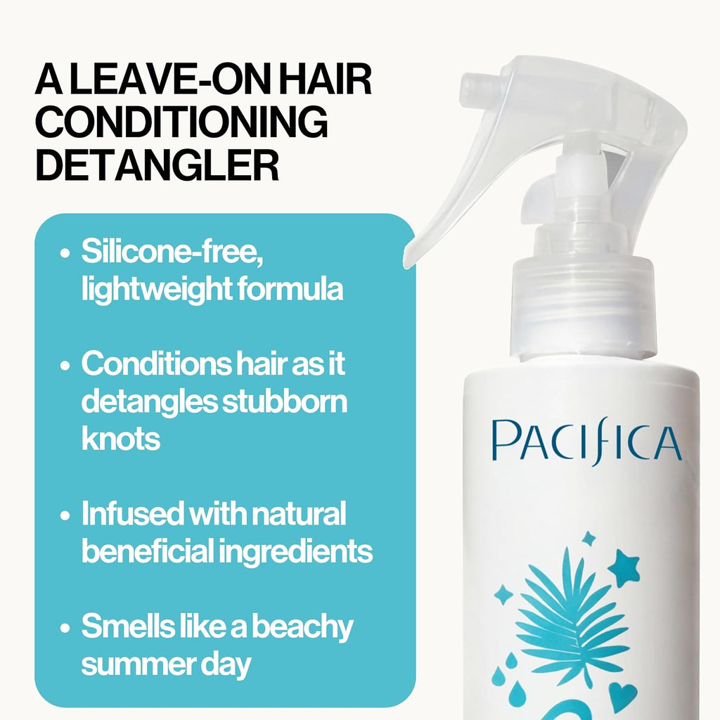 Pacifica Coconut Milk Hair Detangler Spray – Leave-In Conditioning Elixir for Tangle-Free Hair – Instantly Detangles Kno