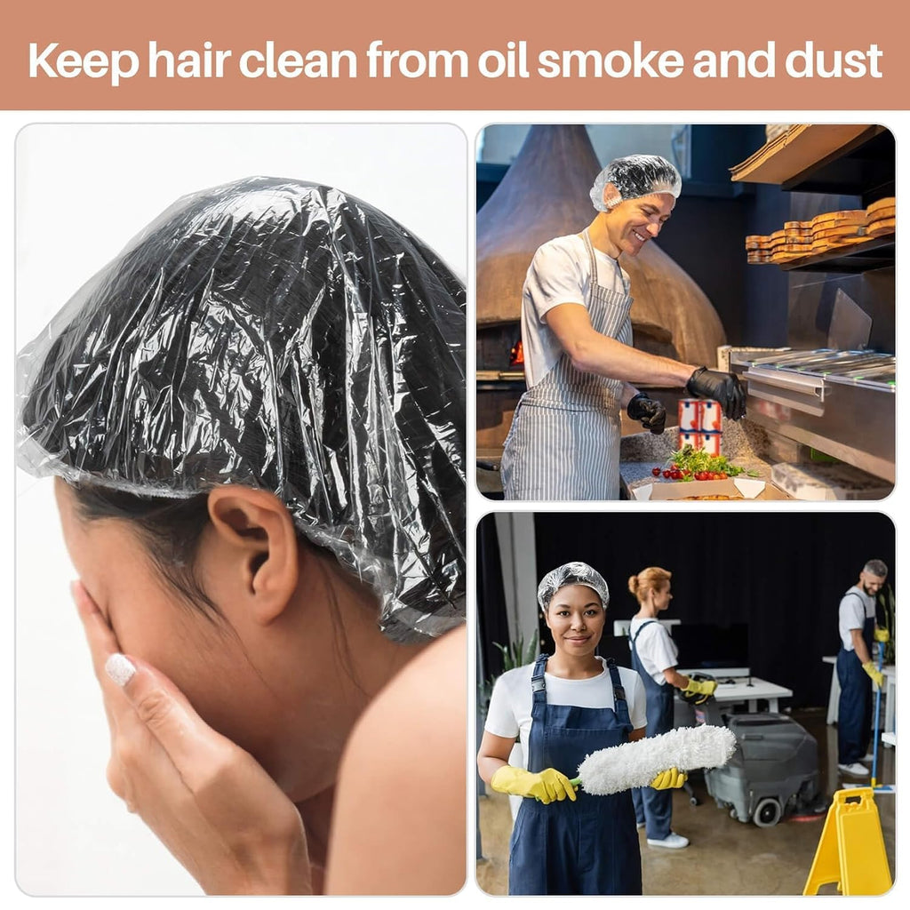 MAQIHAN 100 Disposable Shower Caps Large - 20.5" Thickened Plastic Hair Cap