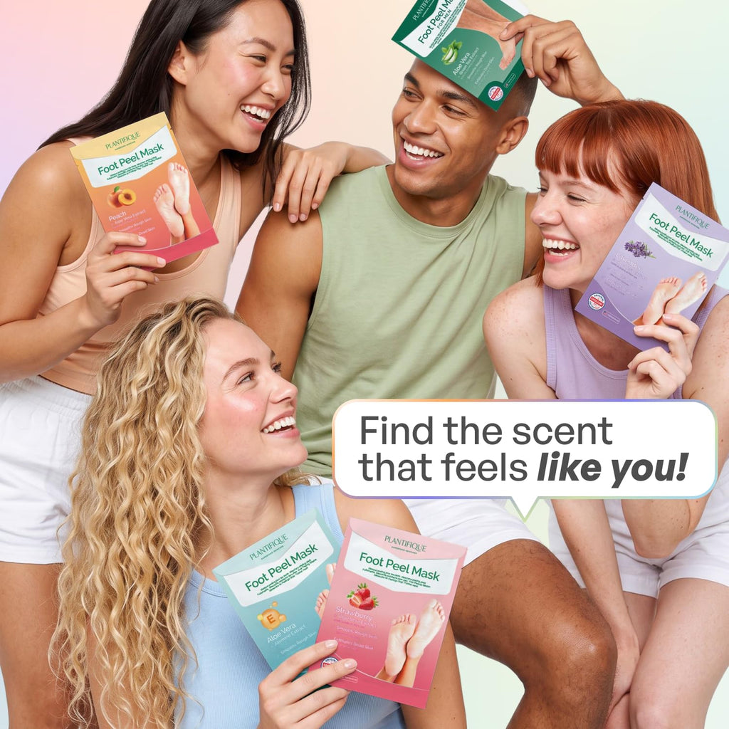 PLANTIFIQUE Foot Peeling Mask, Dermatologically Tested - 2 Pairs, Peach