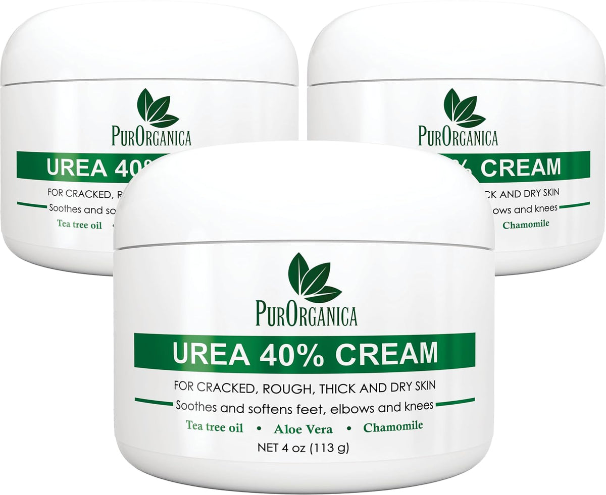 PurOrganica Urea Cream 40% for Feet, Dry Cracked Heels and Calluses, 4 oz