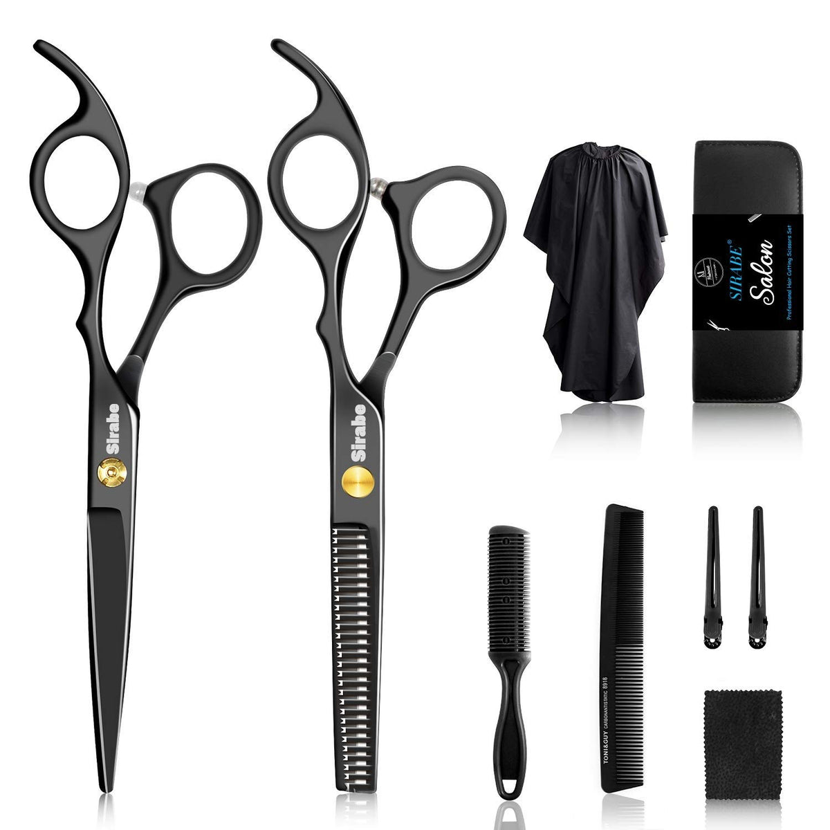 10 PCS Hair Cutting Scissors Set, Professional Haircut Scissors Kit with Cutting Scissors, Thinning Shears, Comb, Cape, 
