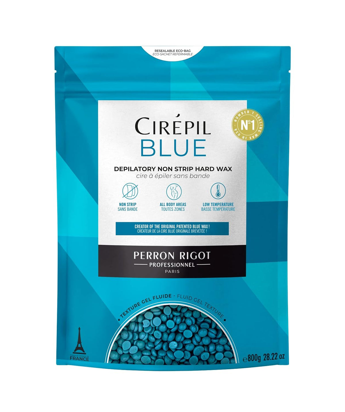 Cirepil BLUE Stripless Hard Wax Beads Bag 14.11oz / 400g