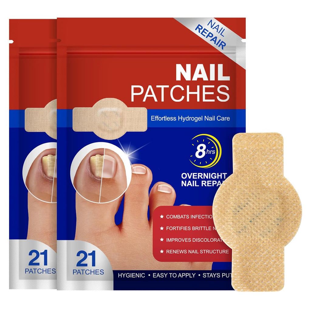 Nail Patches 42 PCS, Toenail Treatment Extra Strength 8-Hour Overnight Nail Fast Acting Repair Effortless Hydrogel Nail 