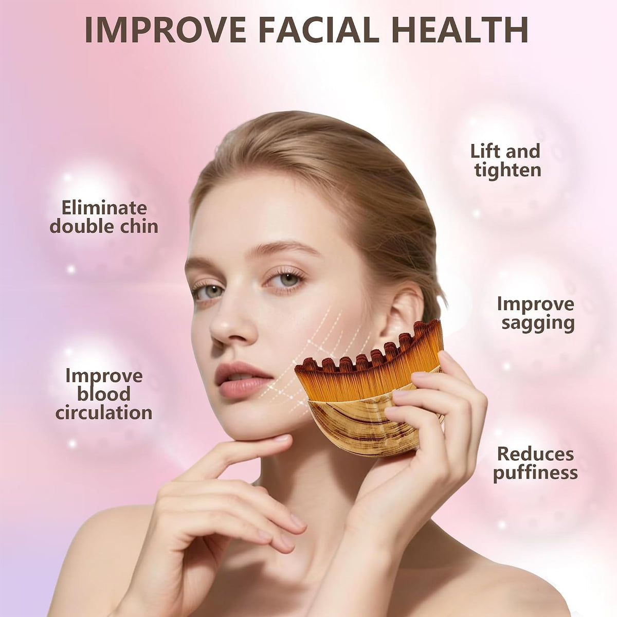 Lymphatic Contour Face Brush(2-PCS),Super Soft Manual Lymphatic Drainage Massager for Sculpting, Relieve Fatigue & Reduc