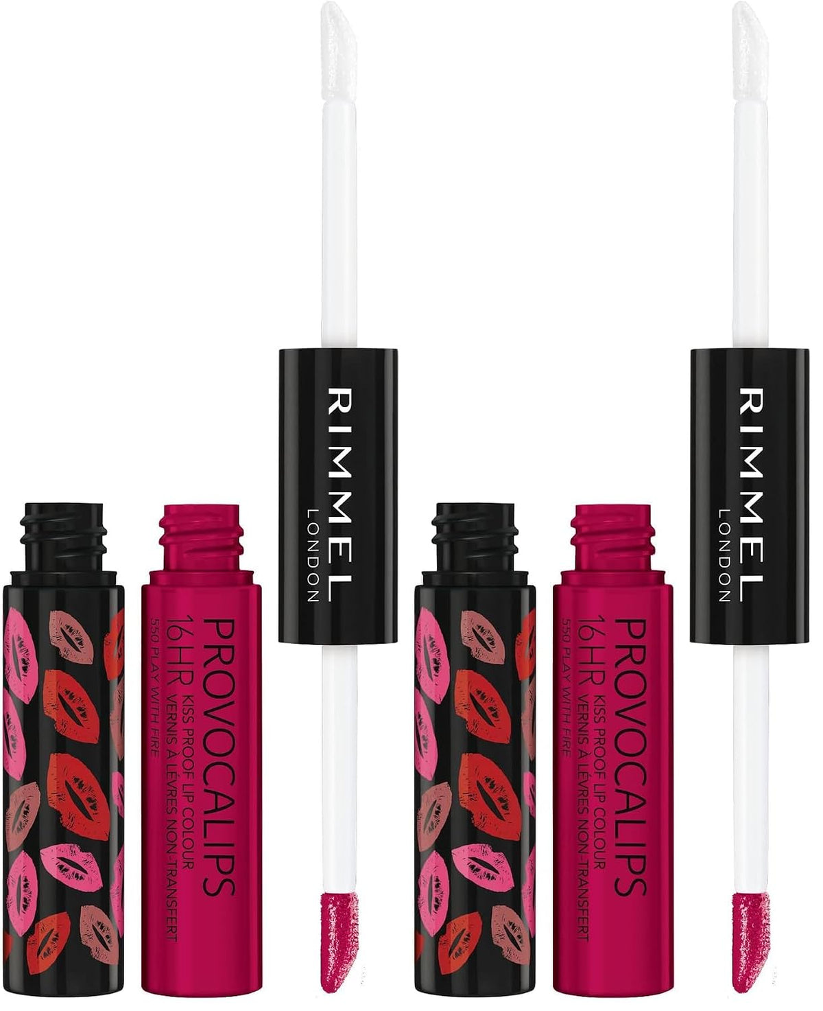 Rimmel London Provocalips 16hr Kiss-Proof Lip Color - Two-Step Liquid Lipstick to Lock in Color and Shine - 500 Kiss Me 
