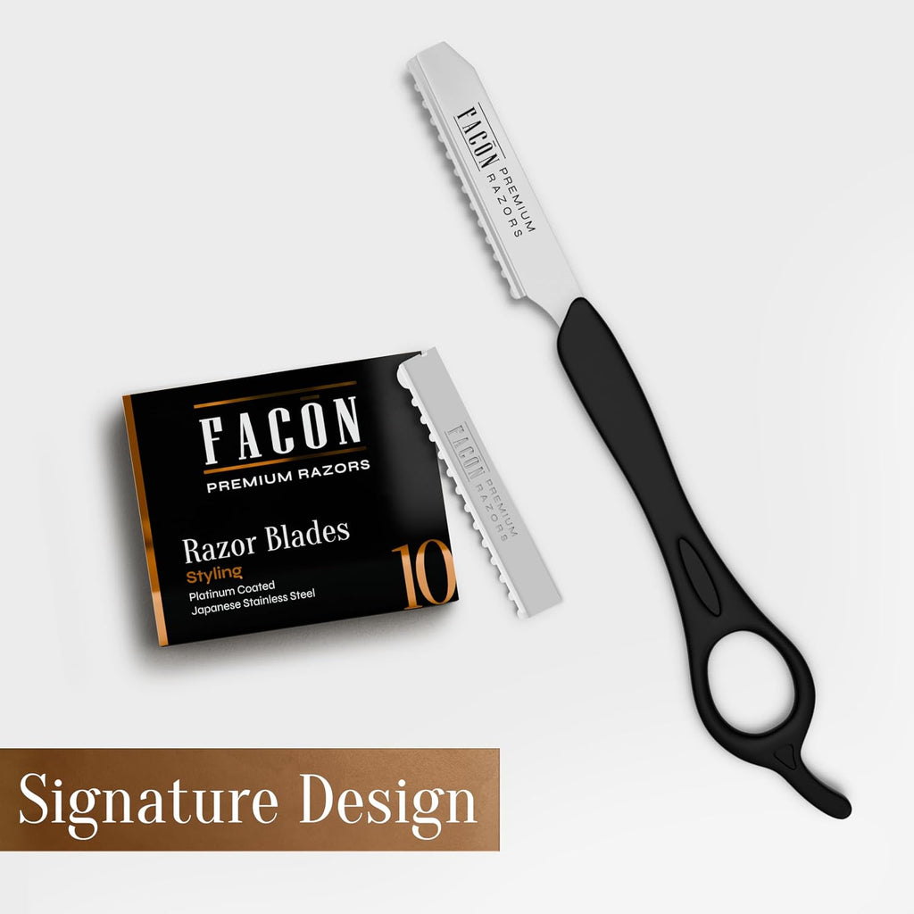 Facón Hair Razors for Cutting Hair - Professional Styling Razor Kit with 11 Replacement Blades, Stainless Steel Hairs Cu