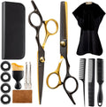 15 pcs Hair Cutting Scissors Professional, Thinning Shears for Hair Cutting, Black Gold Stainless Steel Barber Scissors,