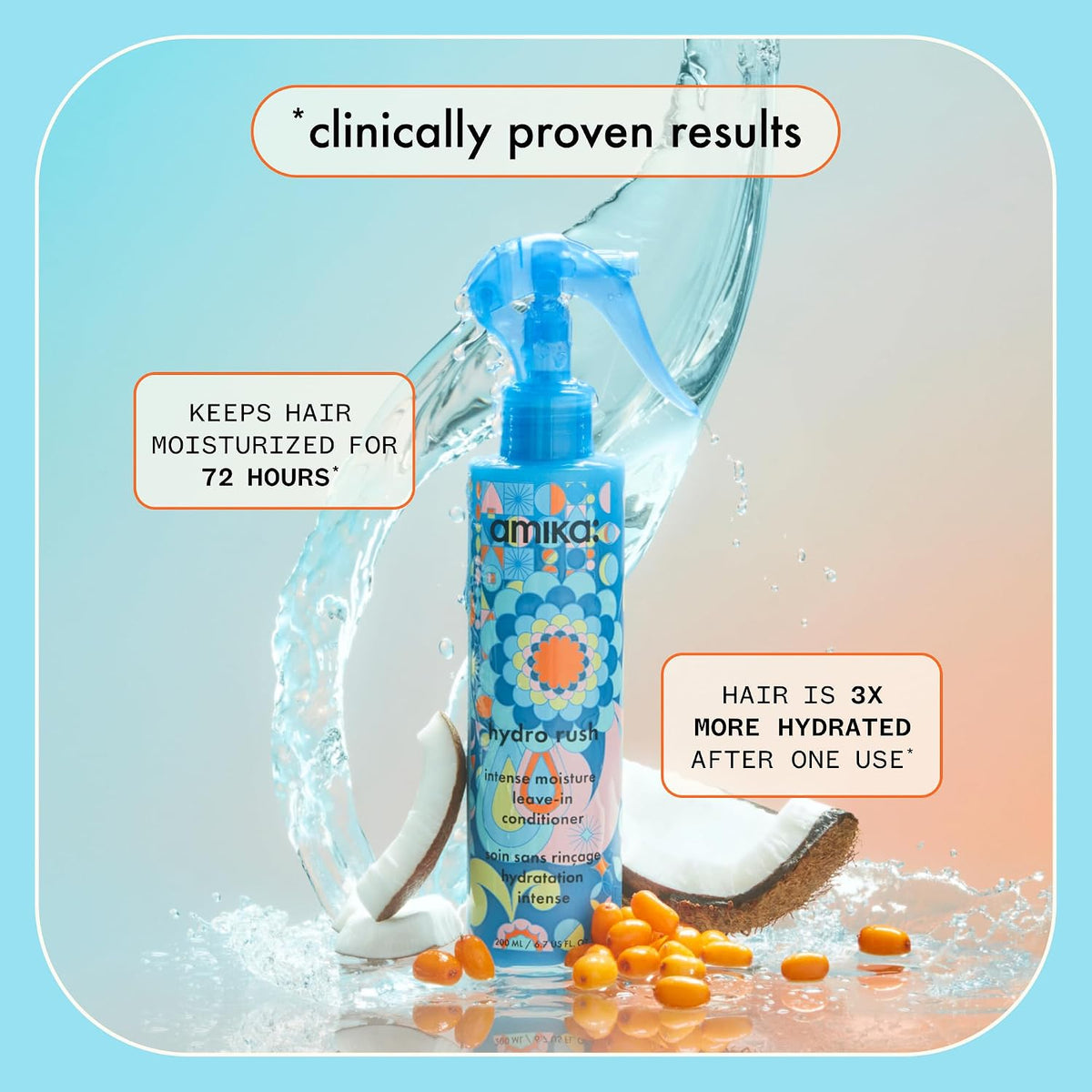 amika Hydro Rush Intense Moisture Leave-In Conditioner with Hyaluronic Acid