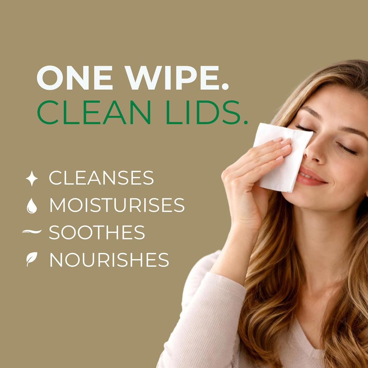 NOVEHA 60PCs Tea Tree & Coconut Oil Eyelid & Lash Wipes - For Demodex, Blepharitis & Itchy Eyes, Individually Wrapped Ey