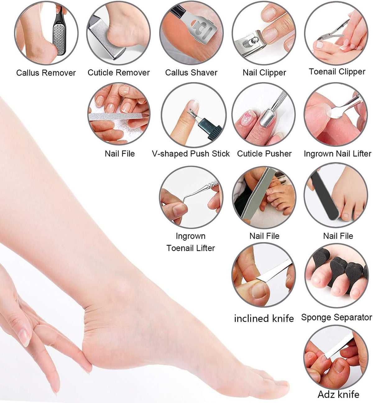 36 in 1 Pedicure Kit, Foot Callus Remover with Foot File&Foot Rasp