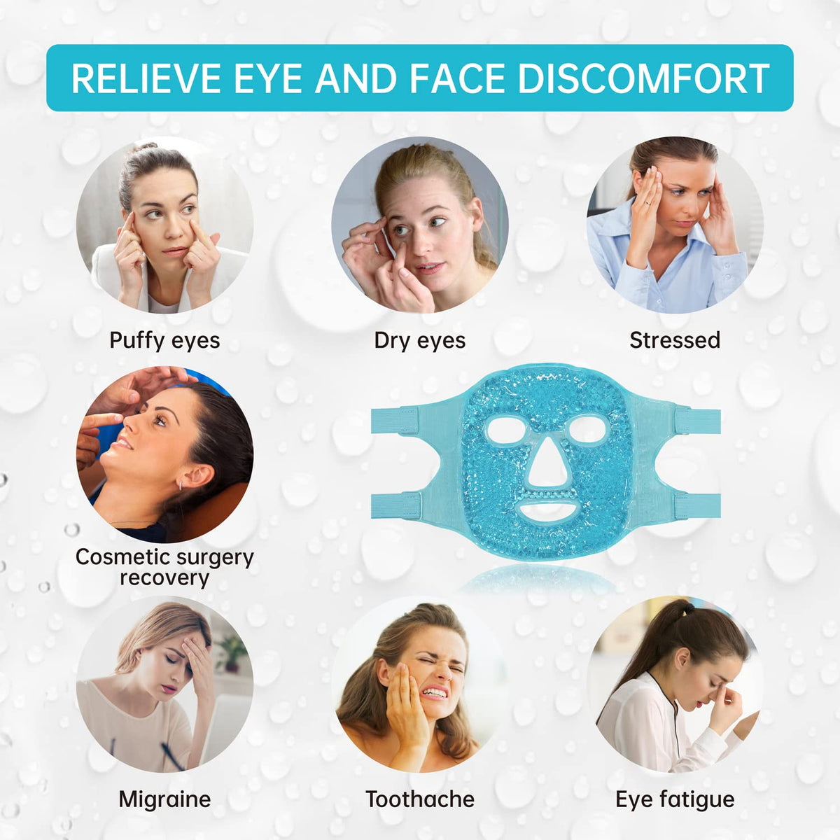 Cold Face Ice Mask Facial Ice Pack Cooling Mask with Storage Bag