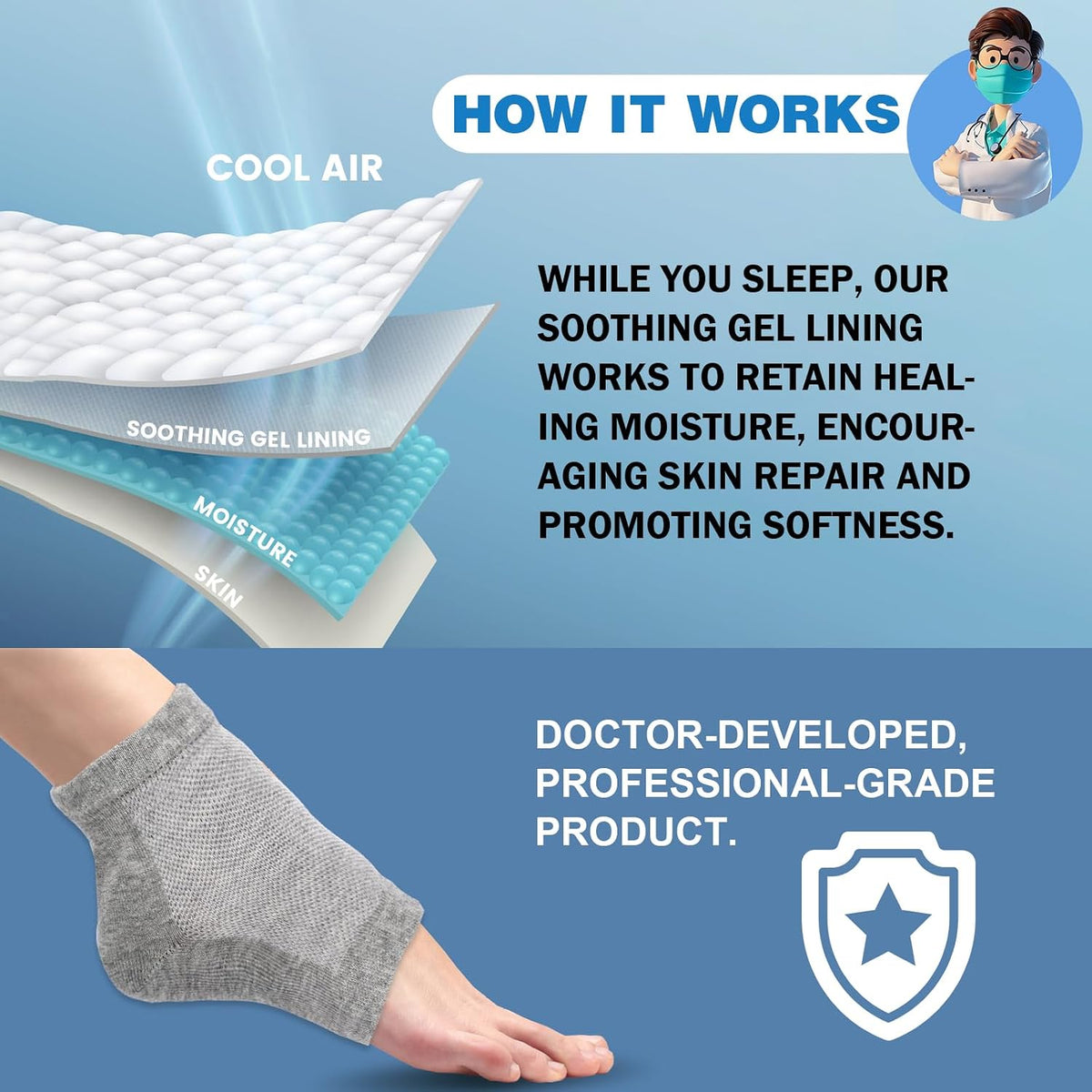 TEAWOO Moisturizing Heel Socks - 6 Pairs for Dry Cracked Feet
