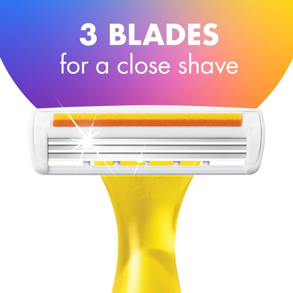 BIC Soleil 3 Colors Women's Disposable 3-Blade Razors, Aloe Vera Strip, College Dorm Room Essential, Shower Caddy and To