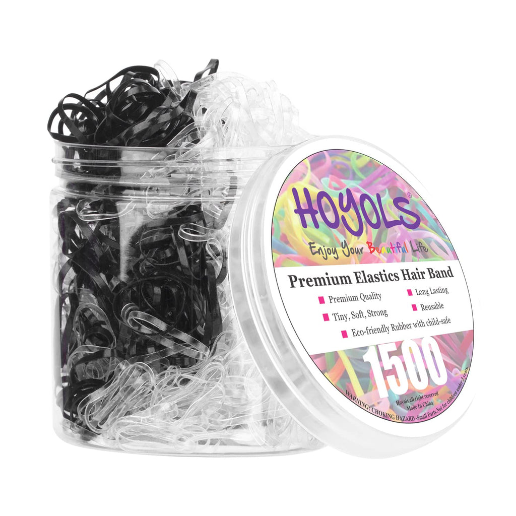 HOYOLS Clear Hair Ties, 1500 Pcs Small Elastic Rubber Bands