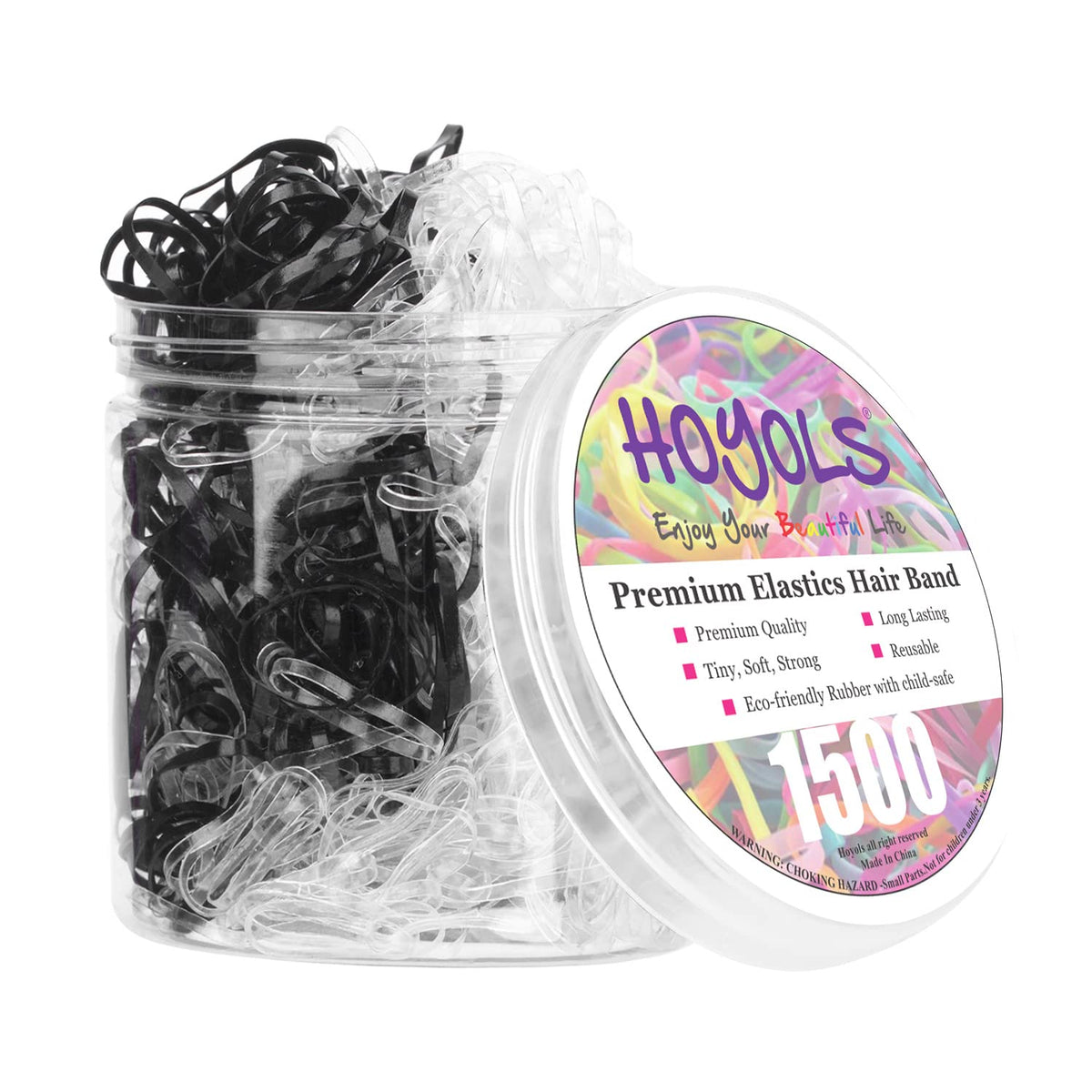 HOYOLS Clear Hair Ties, 1500 Pcs Small Elastic Rubber Bands